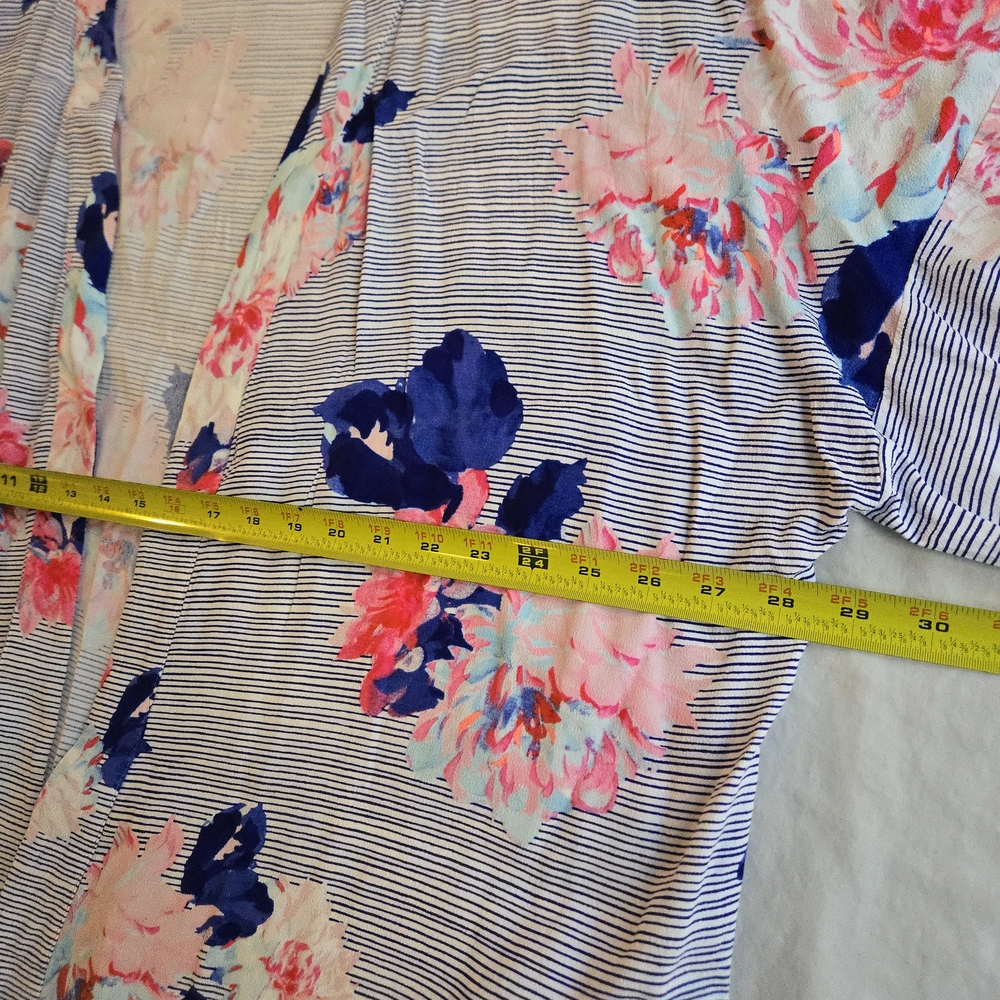 Joules Kimmy Open Kimono Cardigan Jacket Pink Floral Blue Striped - Picture 4 of 12